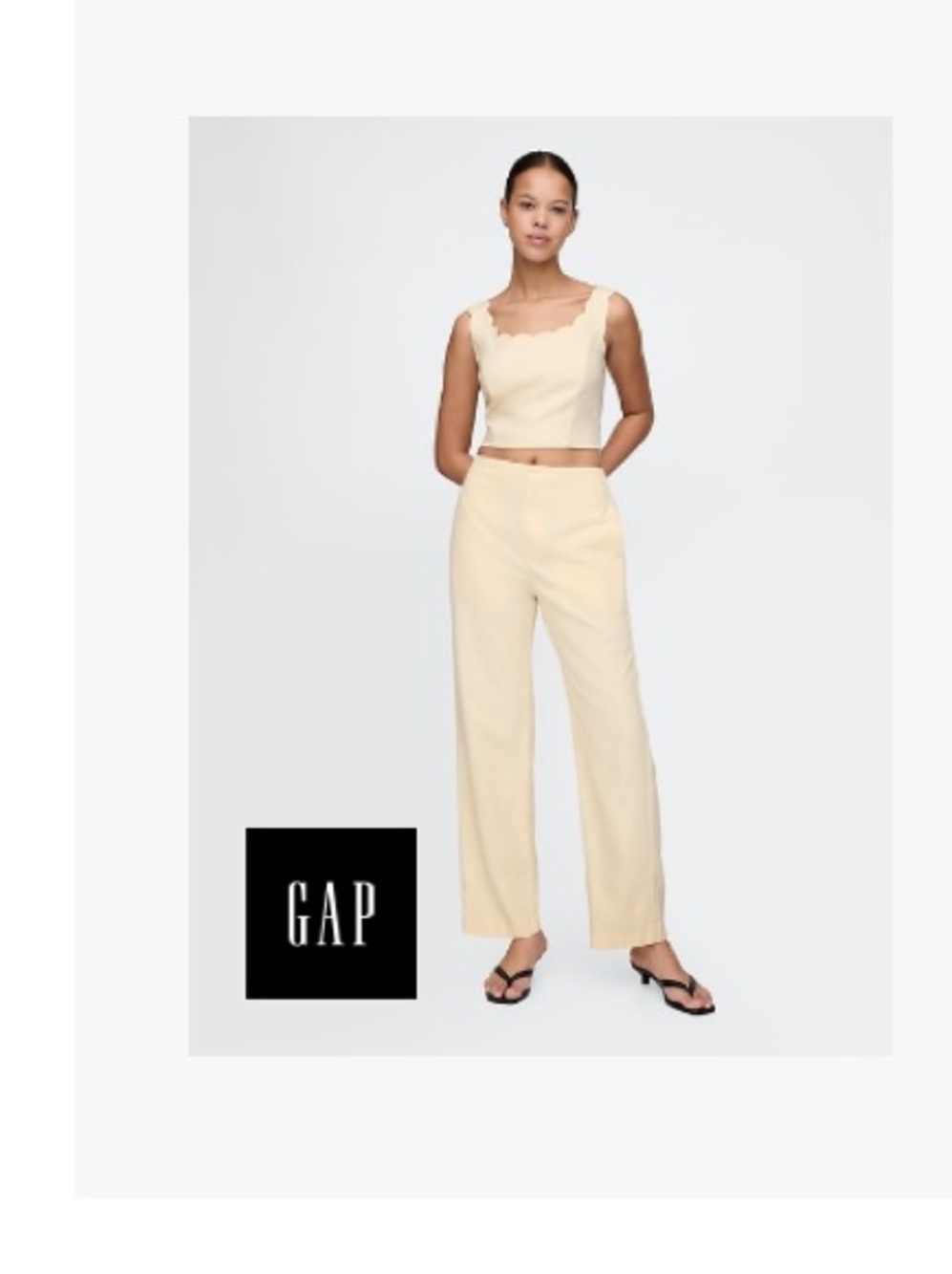 GAP Linen-Blend Relaxed Straight Ankle Pants - BUTTER YELLOW never worn